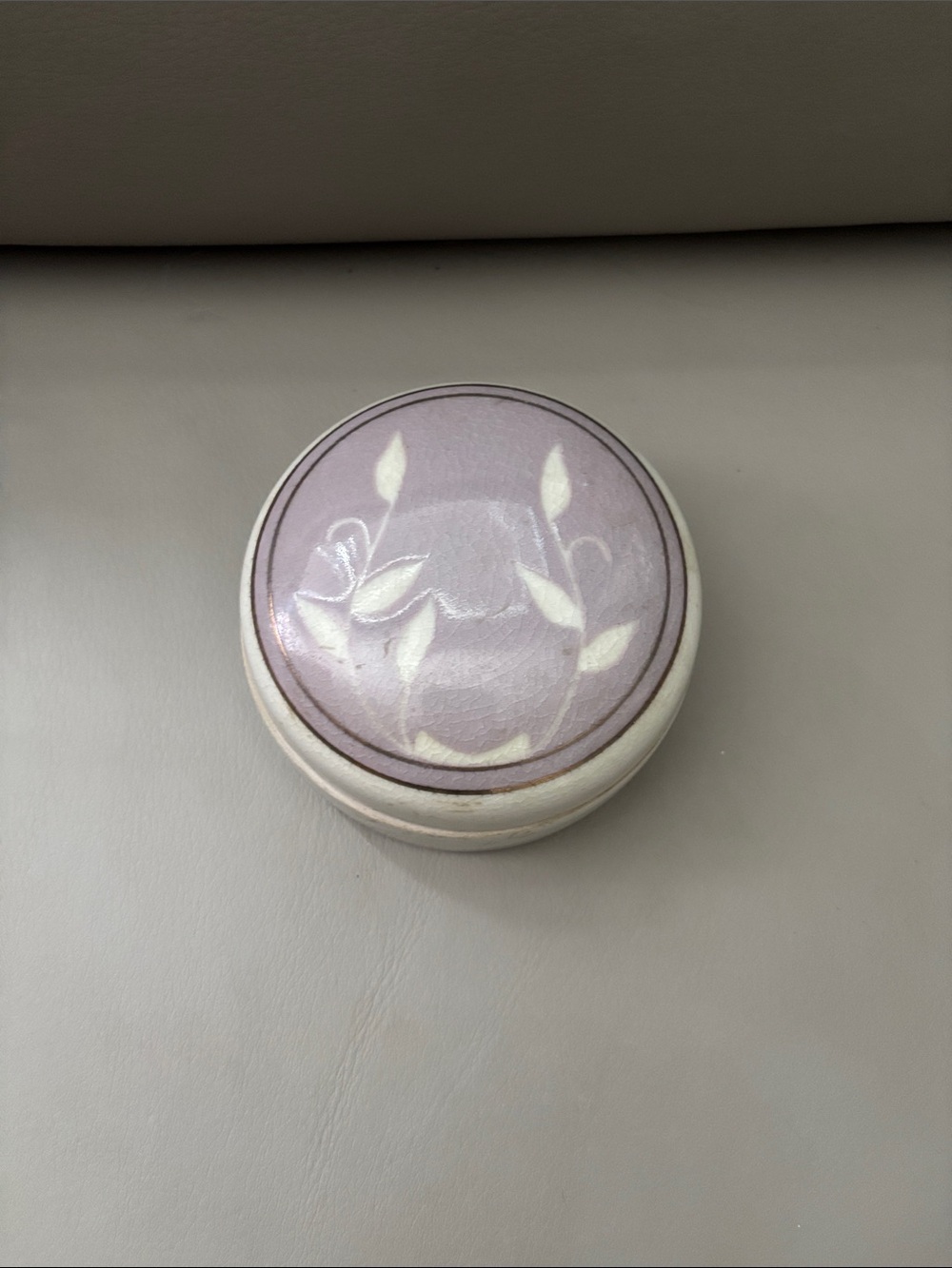 Source Unknown Lilac and White Floral Ceramic Trinket Box